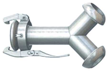 Cardan Y-piece inlet female part with outlet 2x male part  I  galvanised