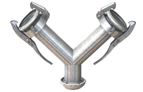 Cardan Y-piece inlet male part with outlet 2x female part  I galvanised